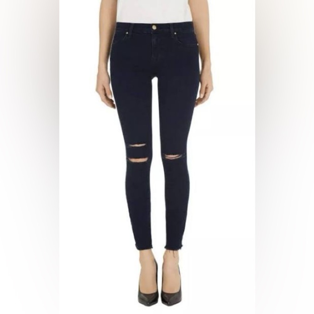 2 FOR $20 J Brand Black Distressed Cropped Skinny Blue Mercy Denim Jeans Size 28